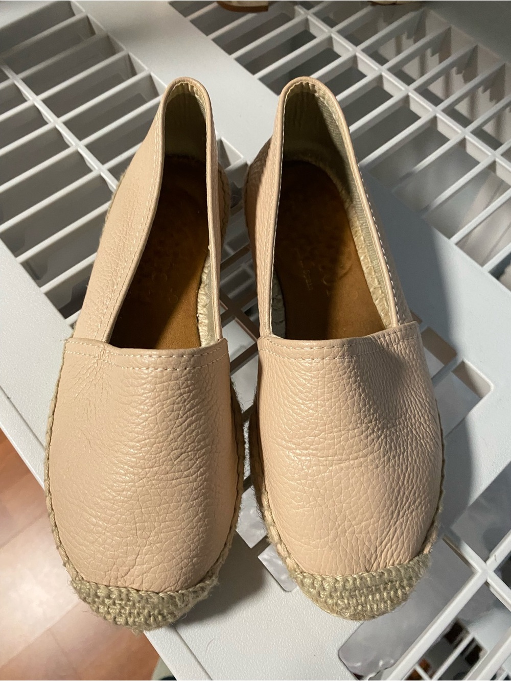 Anthropologie Leather Espadrille Slip-Ons in Light Nude